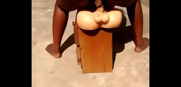  Horny Ebony milf stripping and trusting male torso